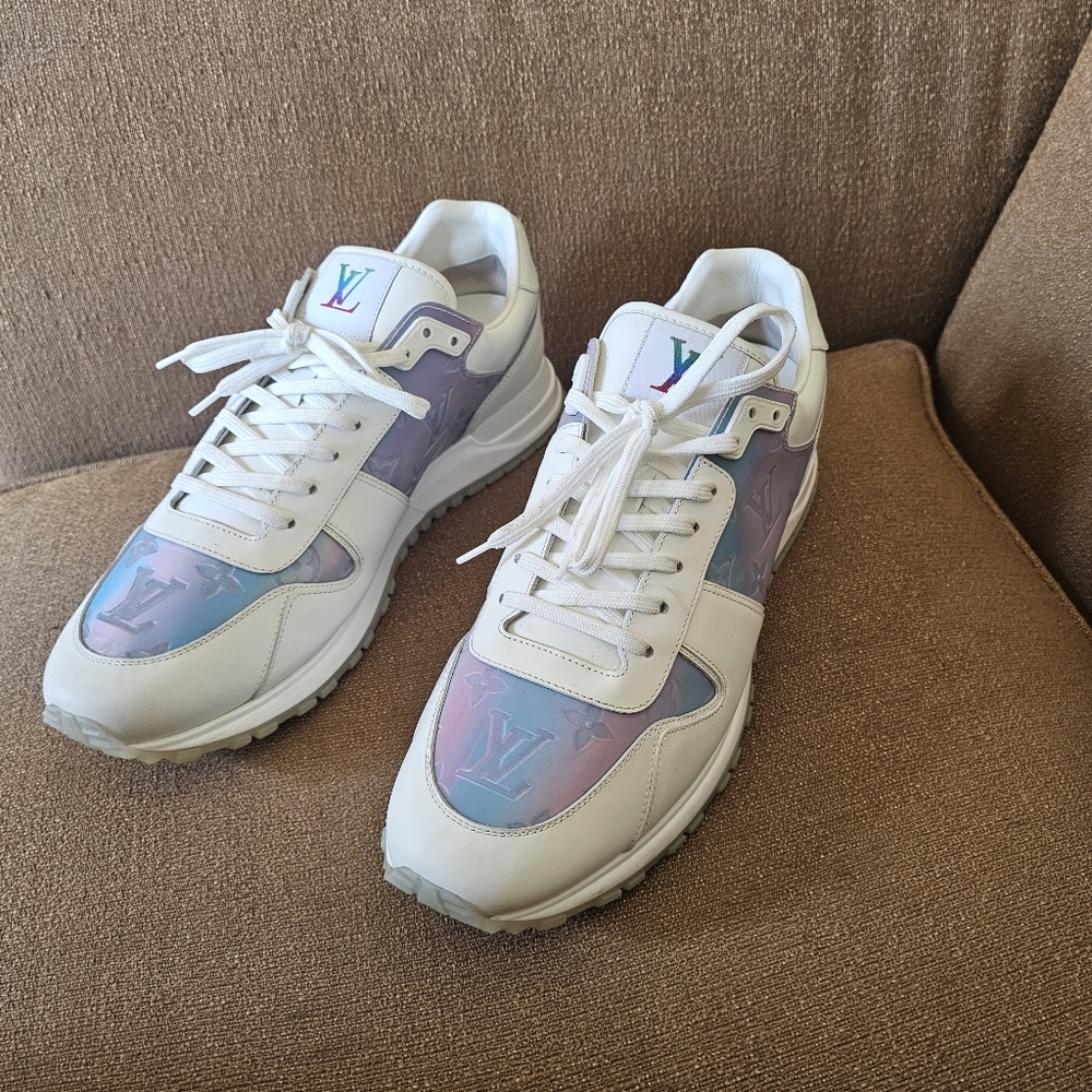 Louis Vuitton White/Iridescent Leather  & PVC Run Away Sneakers UK 9.5/US 10.5 - Picture 4 of 16